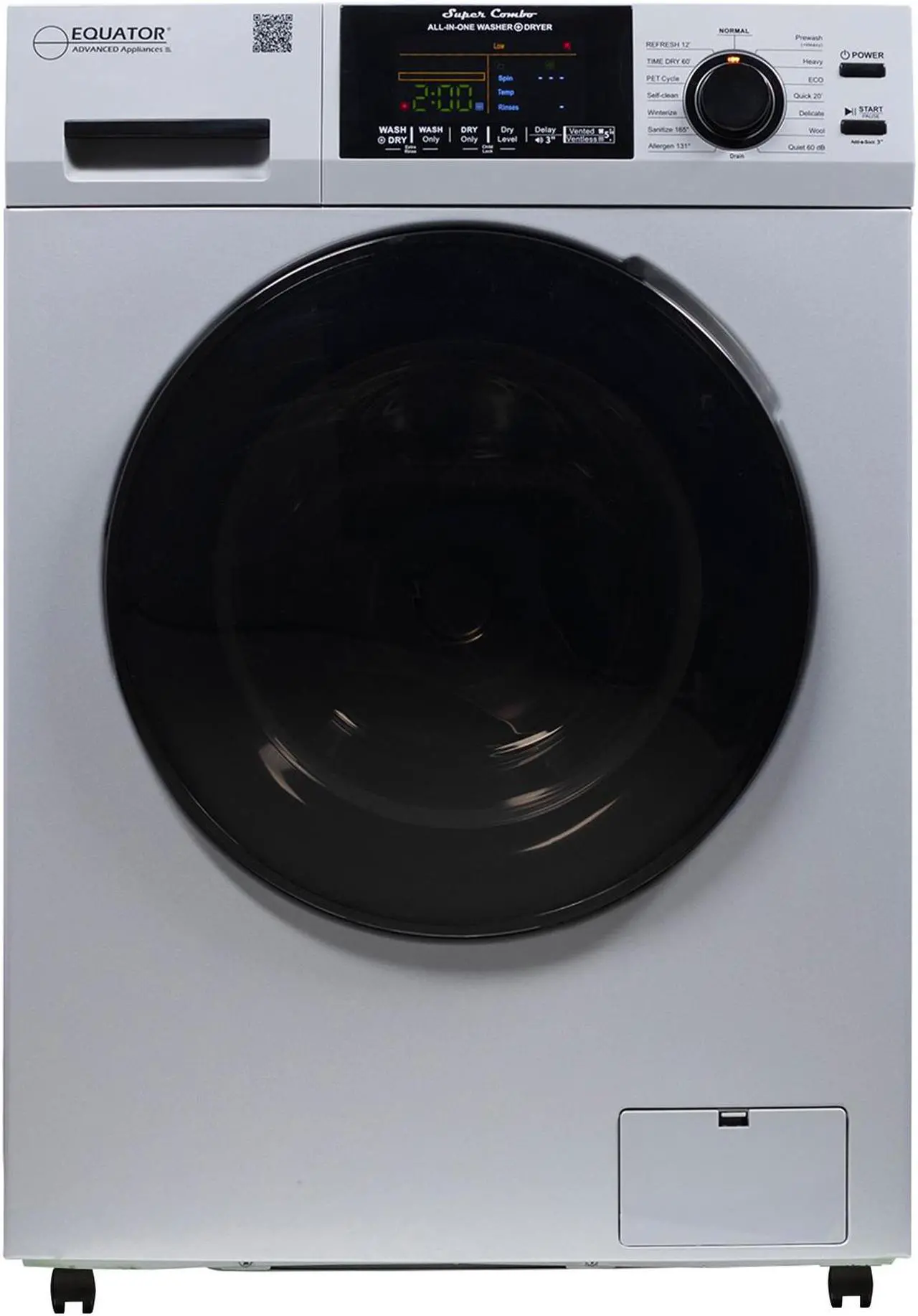 Equator Super Combo Washer Dryer EZ 4600 (1.6 cu. ft. / 15 lbs.) with Portability Kit – Vented/Ventless, Pet & Allergy Cycles Silver - EZ 4600 - Image 6