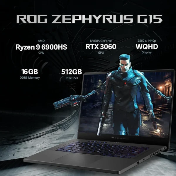 ASUS ROG Zephyrus 15.6" WQHD 165Hz Gaming Laptop – AMD Ryzen 9 6900HS – NVIDIA GeForce RTX 3060 – 16GB DDR5 – 512GB SSD – Windows 11 Home – RGB Backlit Keyboard – Gray – 256GB Docking Station Bundle - Image 4