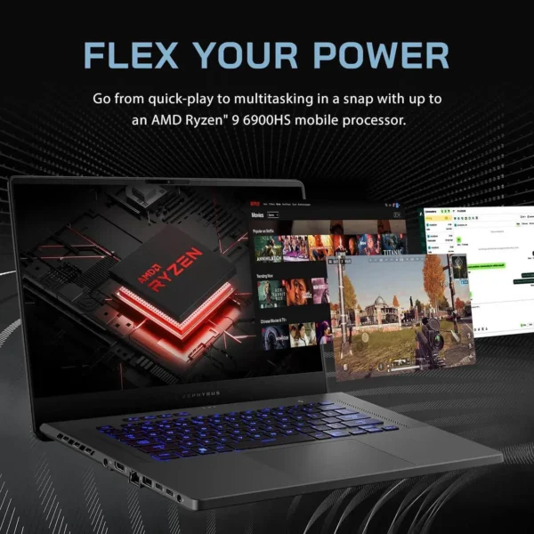 ASUS ROG Zephyrus 15.6" WQHD 165Hz Gaming Laptop – AMD Ryzen 9 6900HS – NVIDIA GeForce RTX 3060 – 16GB DDR5 – 512GB SSD – Windows 11 Home – RGB Backlit Keyboard – Gray – 256GB Docking Station Bundle - Image 2
