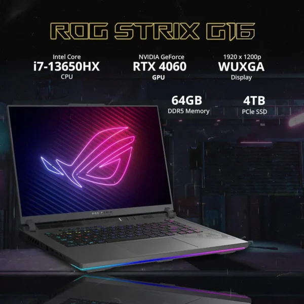 ASUS ROG Strix G16 16 Inch 165Hz FHD Gaming Laptop Intel Core i7 13650HX NVIDIA GeForce RTX 4060 64GB DDR5 RAM 4TB PCIe SSD Backlit Keyboard Windows 11 Pro Gray with 256GB Docking Station Set - Image 7
