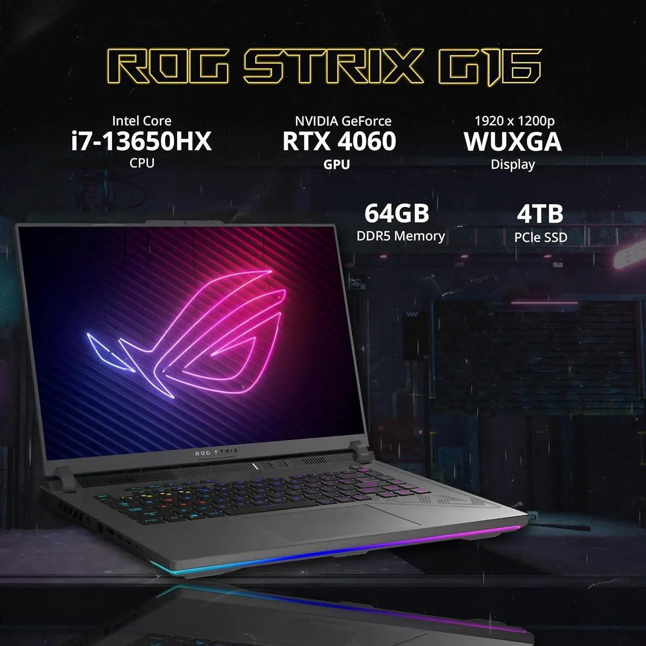 ASUS ROG Strix G16 16 Inch 165Hz FHD Gaming Laptop Intel Core i7 13650HX NVIDIA GeForce RTX 4060 64GB DDR5 RAM 4TB PCIe SSD Backlit Keyboard Windows 11 Pro Gray with 256GB Docking Station Set - Image 7