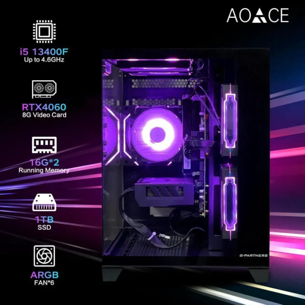 AOACE Gaming PC Desktop Intel Core i5 14400F RTX 4060 32GB RAM 1TB NVMe SSD - Image 7