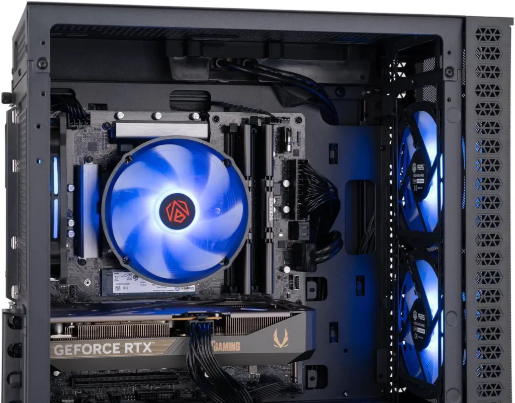 ABS Cyclone Aqua Gaming PC with RTX 5060 – Front RGB view
